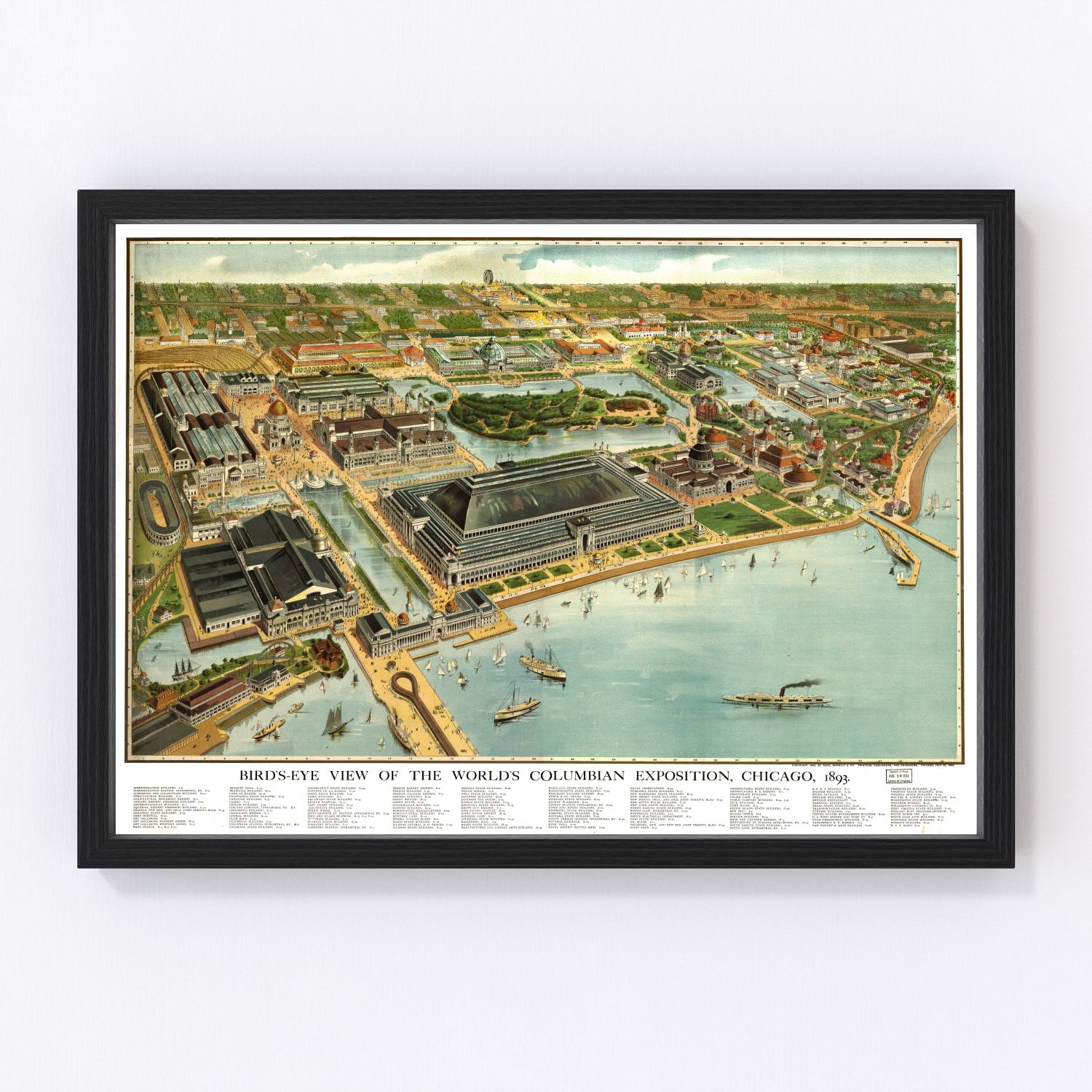 Vintage restored map of Chicago, Illinois, 1893, Cook and DuPage Counties