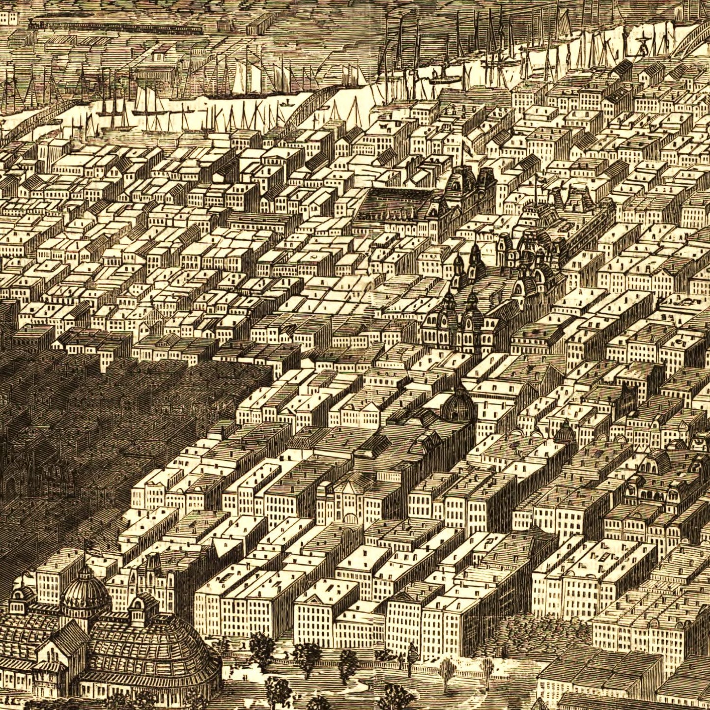 Vintage Map of Chicago, Illinois, 1874 - Edition II