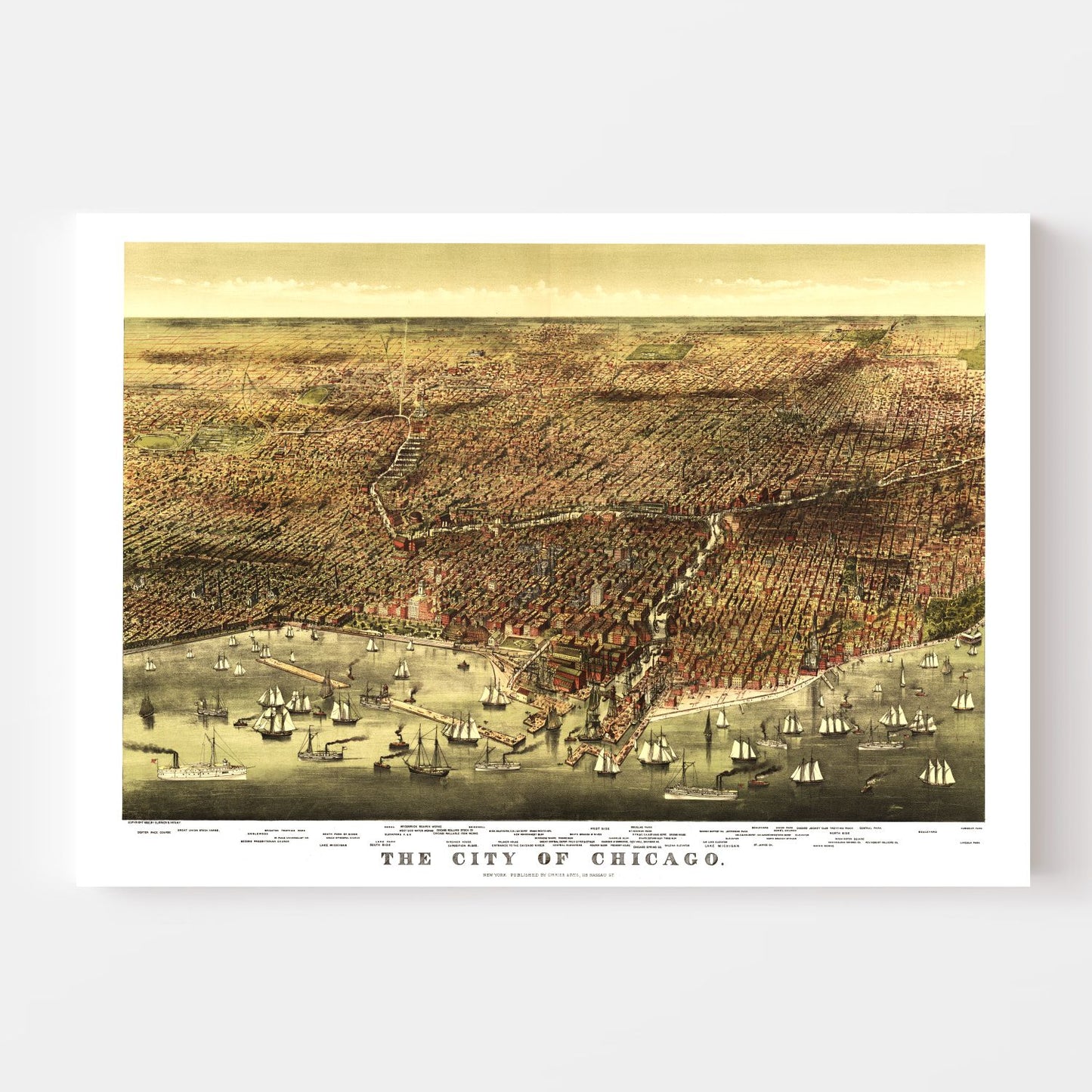 Vintage Map of Chicago, Illinois, 1892