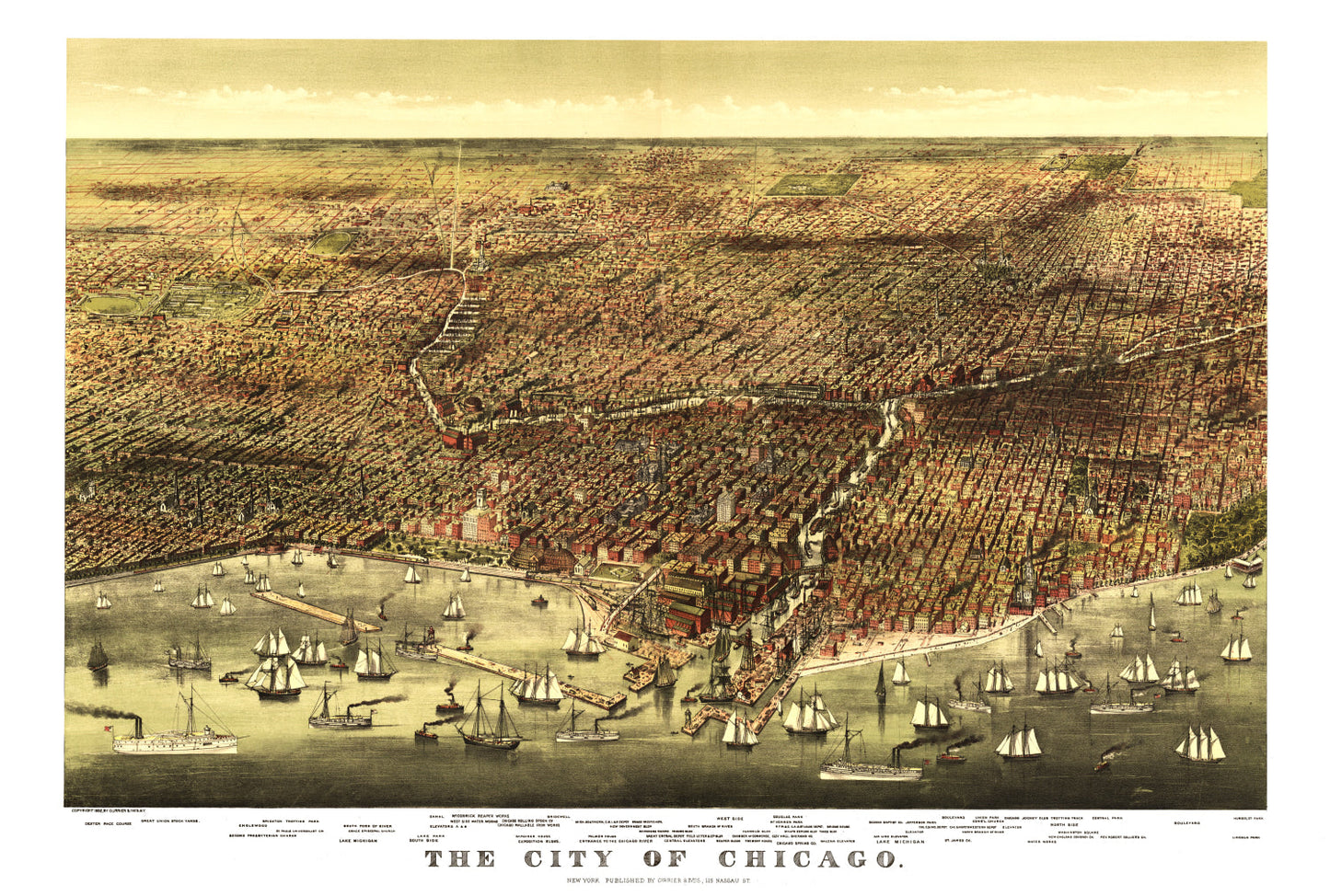 Vintage Map of Chicago, Illinois, 1892