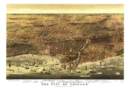 Vintage Map of Chicago, Illinois, 1892