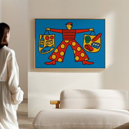 French Grocery Run Whimsical Kitchen Wall Art