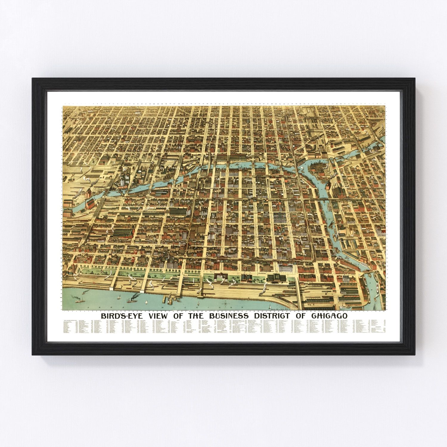 Vintage restored map of Chicago, Illinois, 1898, Cook and DuPage Counties