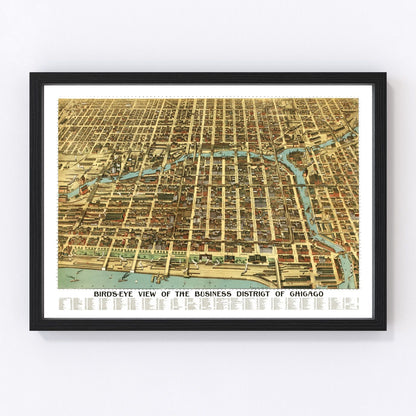 Vintage restored map of Chicago, Illinois, 1898, Cook and DuPage Counties