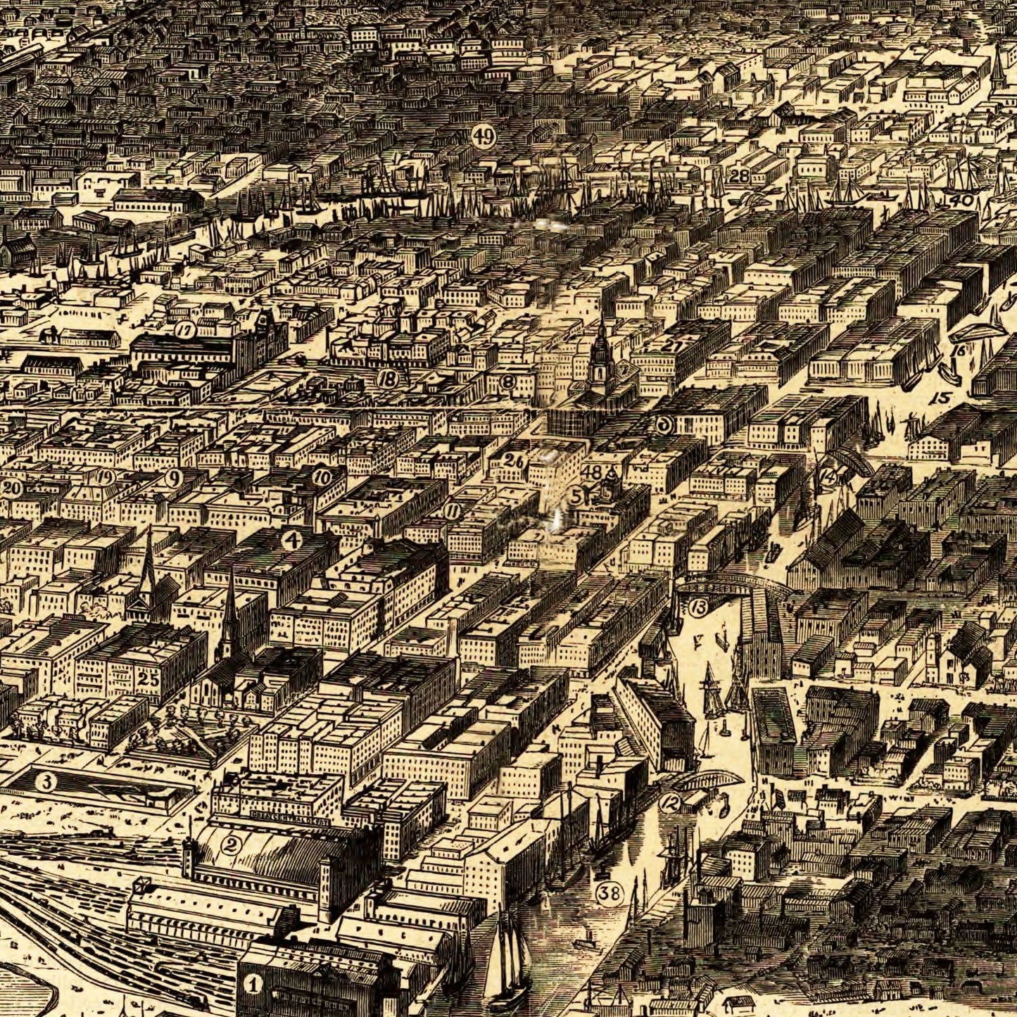 Vintage Map of Chicago, Illinois, 1871