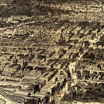 Vintage Map of Chicago, Illinois, 1871