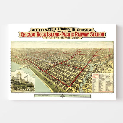 Vintage Map of Chicago, Illinois 1897