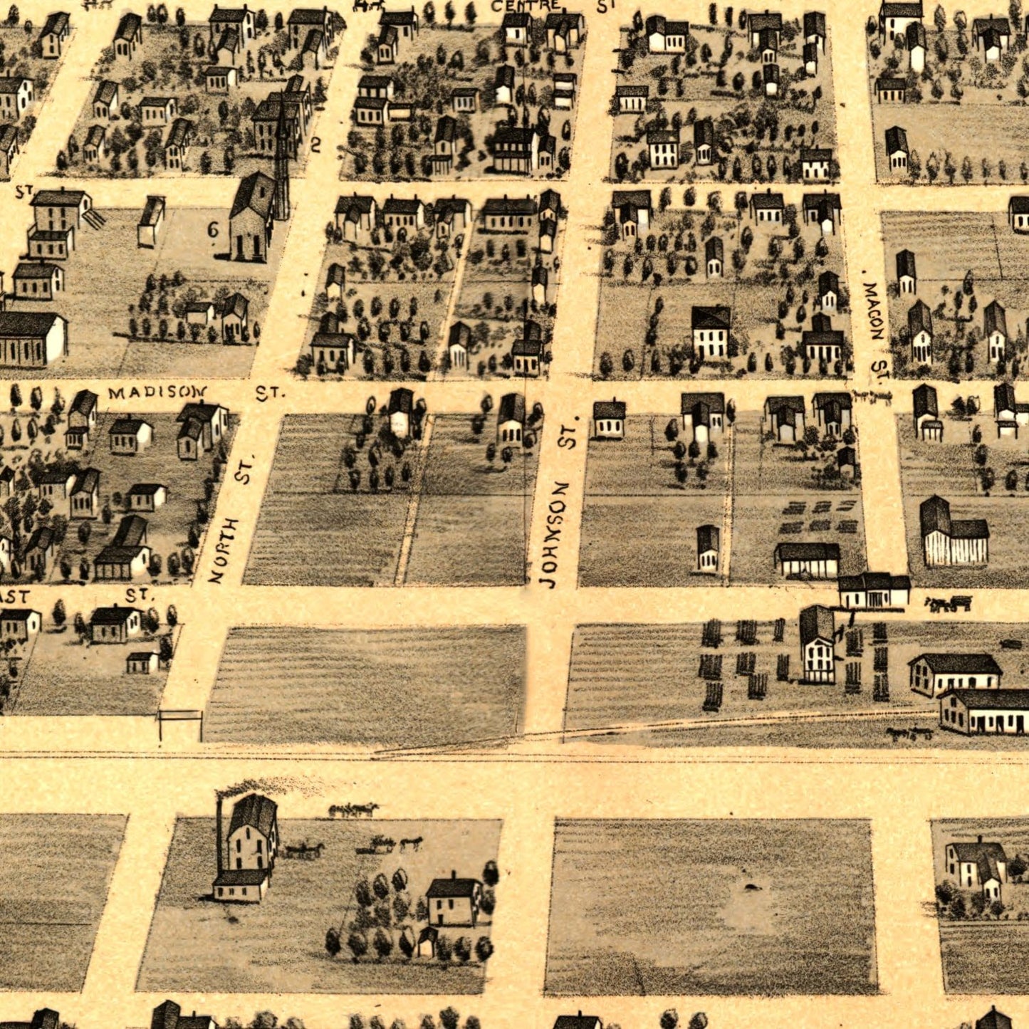 Vintage Map of Clinton, Illinois, 1869