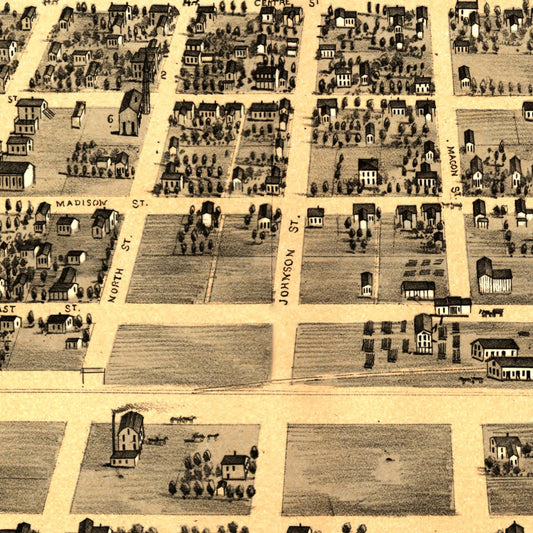 Vintage Map of Clinton, Illinois, 1869