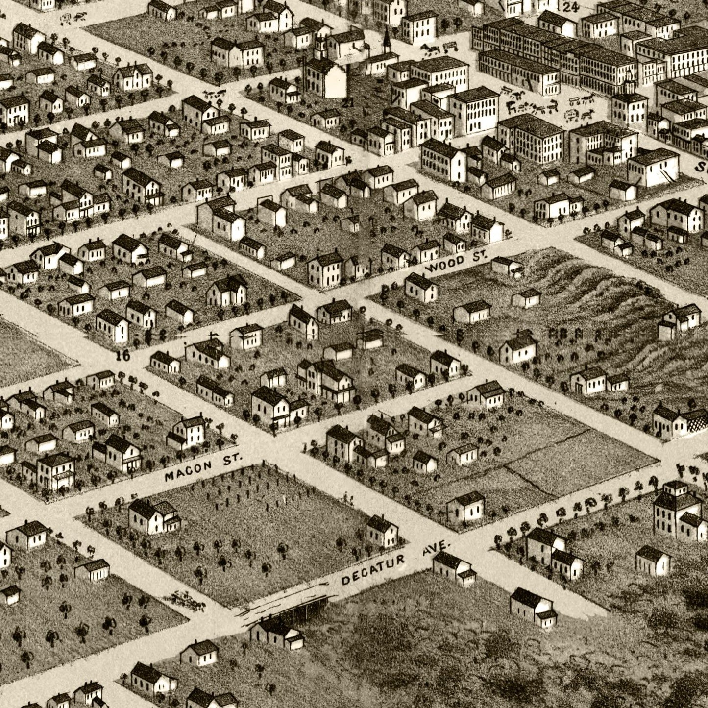 Vintage Map of Decatur, Illinois 1869