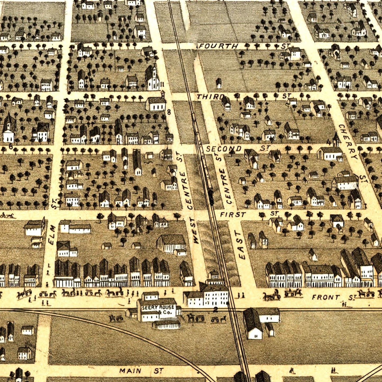 Vintage Map of El Paso, Illinois, 1869