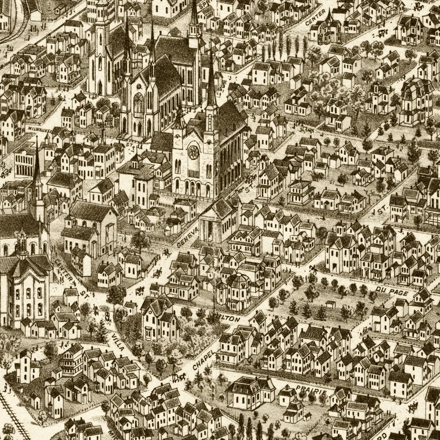 Vintage Map of Elgin, Illinois 1880