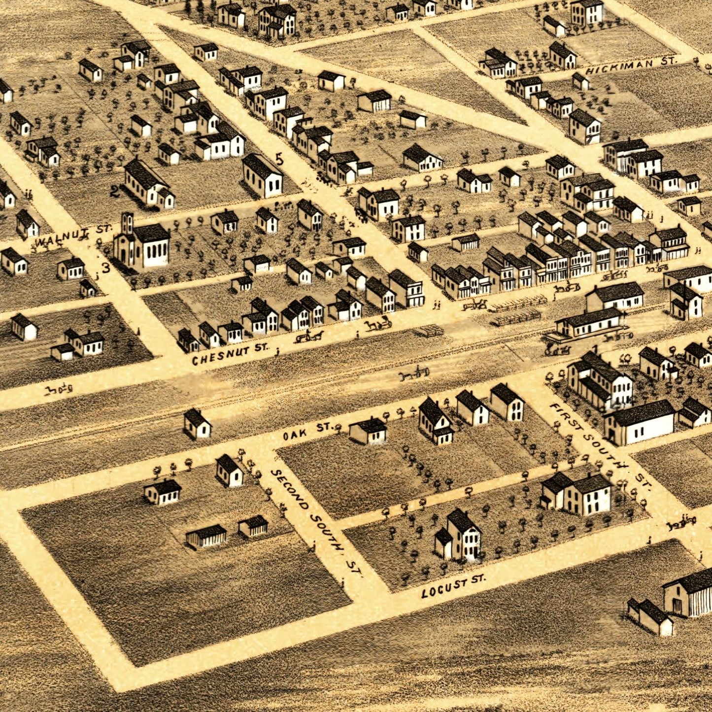 Vintage Map of Manteno, Illinois, 1869