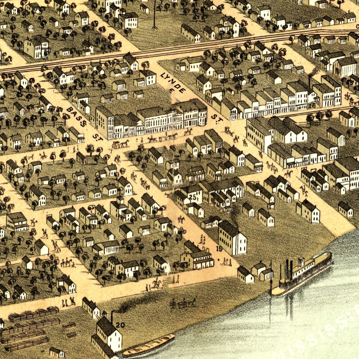 Vintage Map of Moline, Illinois, 1869