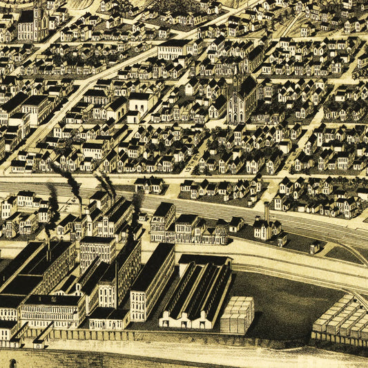 Vintage Map of Moline, Illinois, 1889