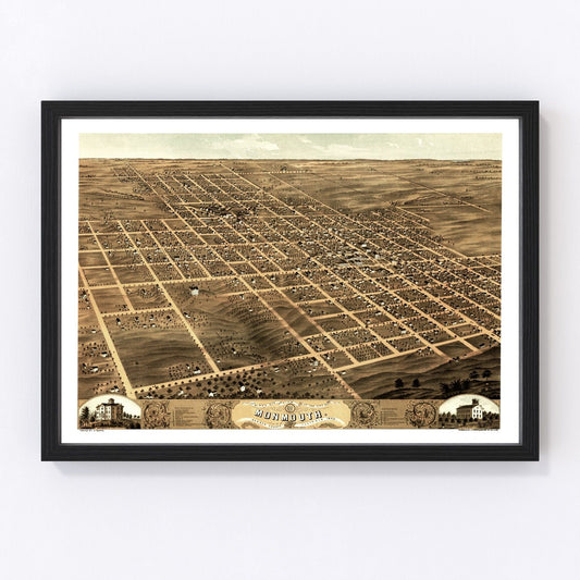 Vintage map of Monmouth, Illinois, 1869