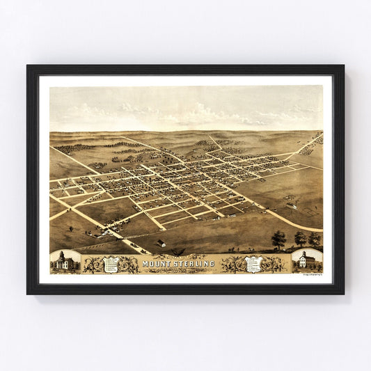 Vintage map of Mount Sterling, Brown County, Illinois, 1869