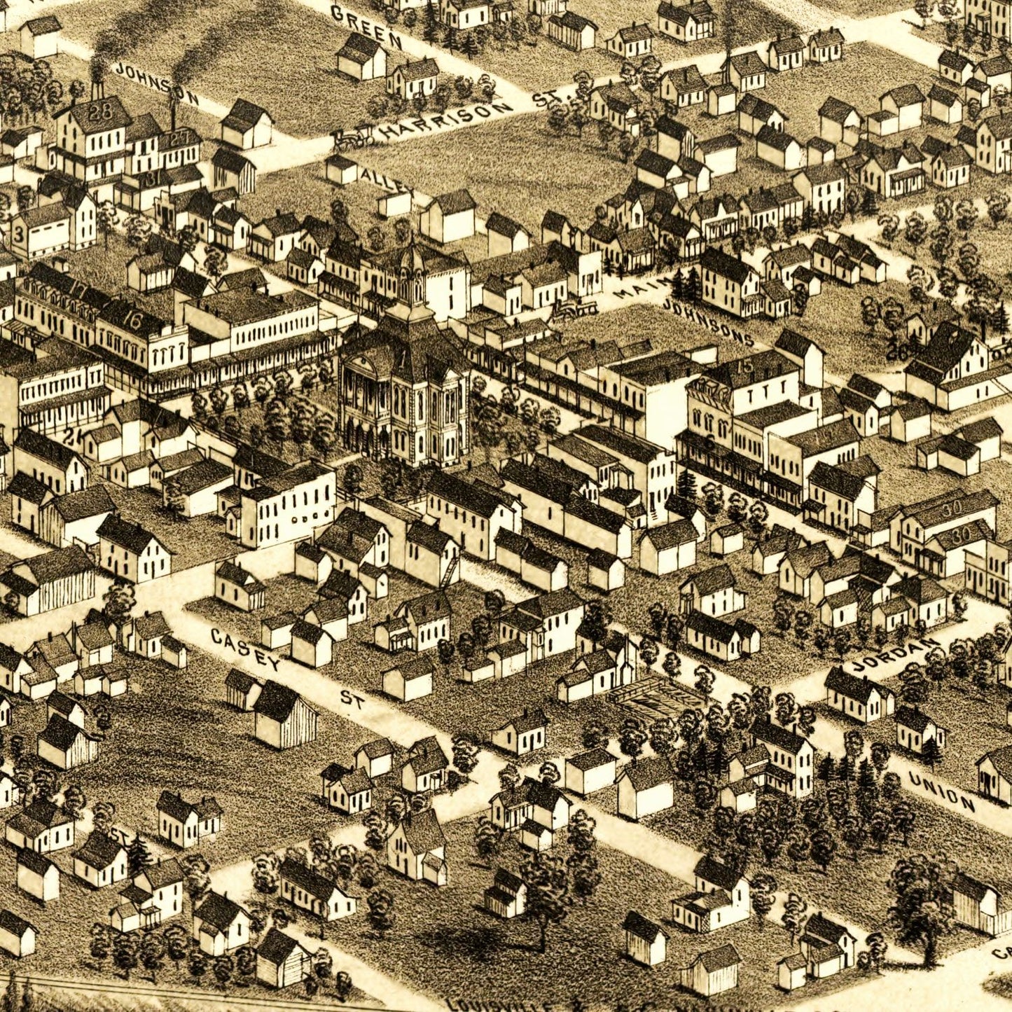 Vintage Map of Mount Vernon, Illinois, 1881