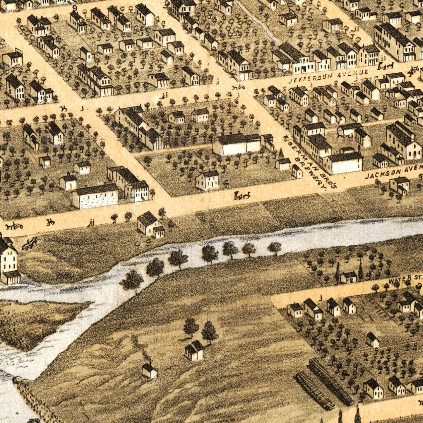 Vintage Map of Naperville, Illinois, 1869