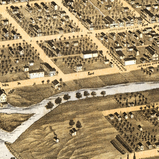 Vintage Map of Naperville, Illinois, 1869