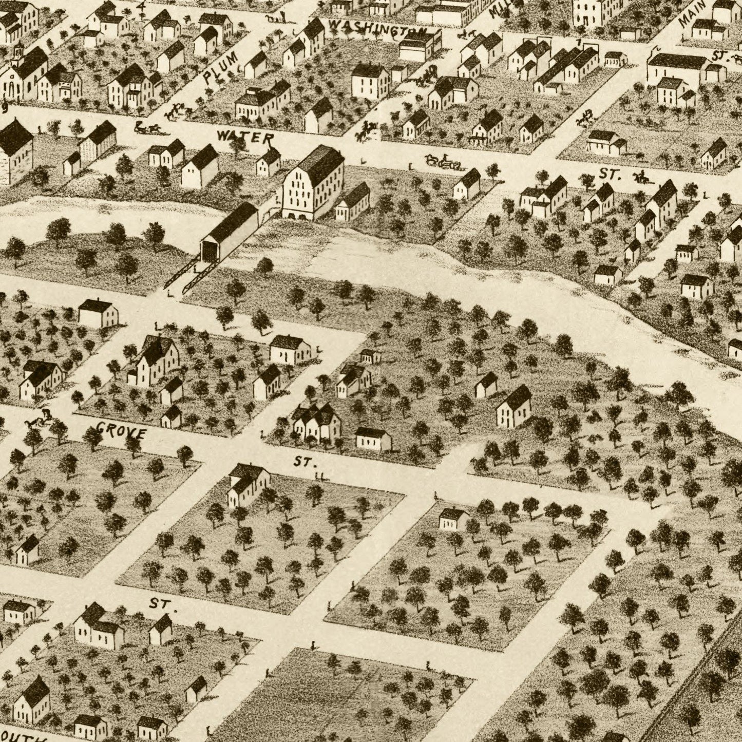 Vintage Map of Pontiac, Illinois, 1869