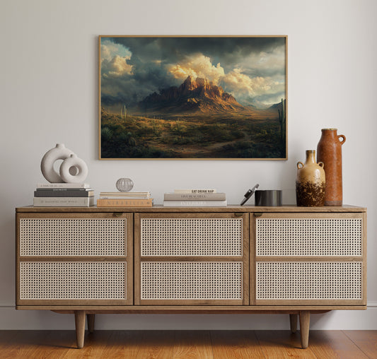 Stormy Desert Mountain Moody Western Landscape Print