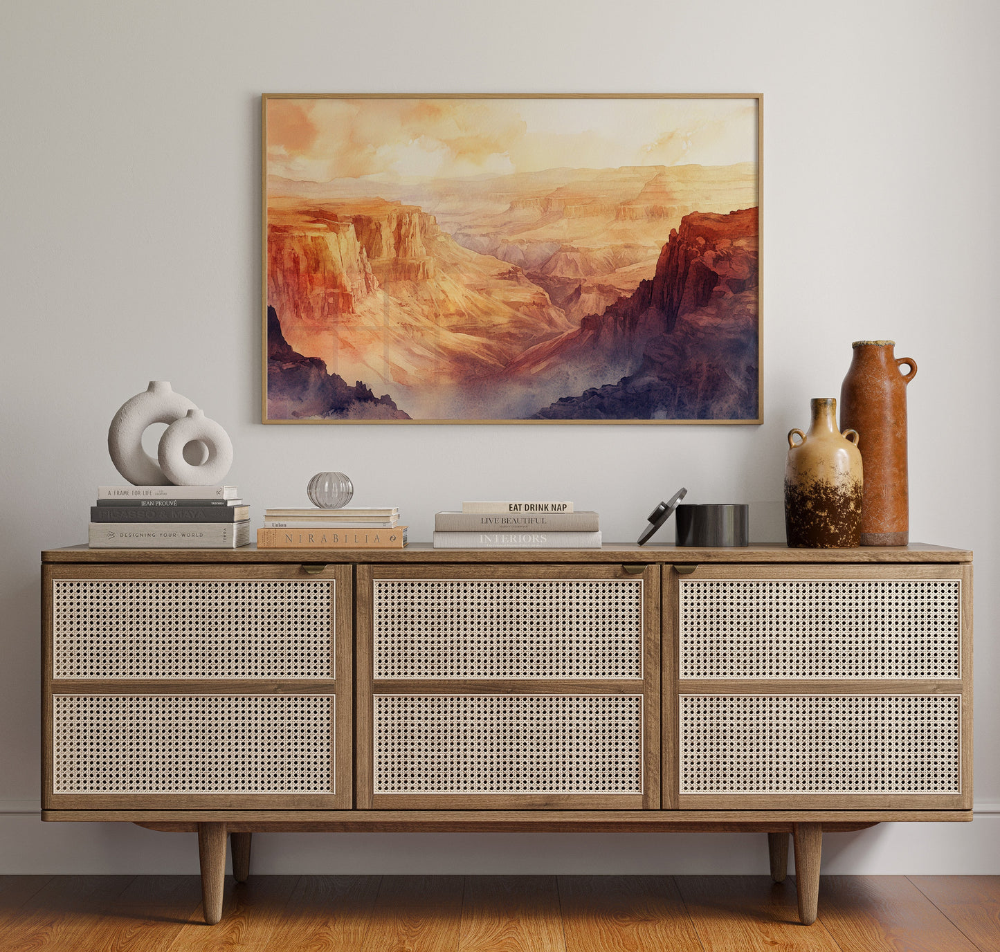 Grand Solitude Watercolor Canyon Sunset Landscape Print