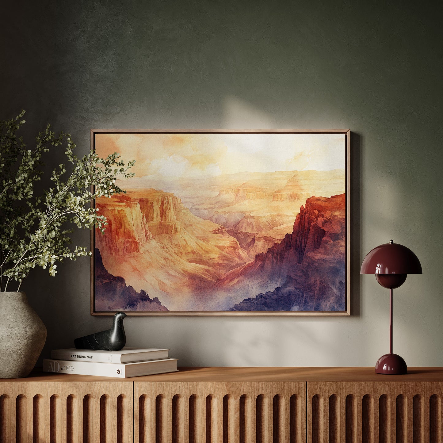 Grand Solitude Watercolor Canyon Sunset Landscape Print