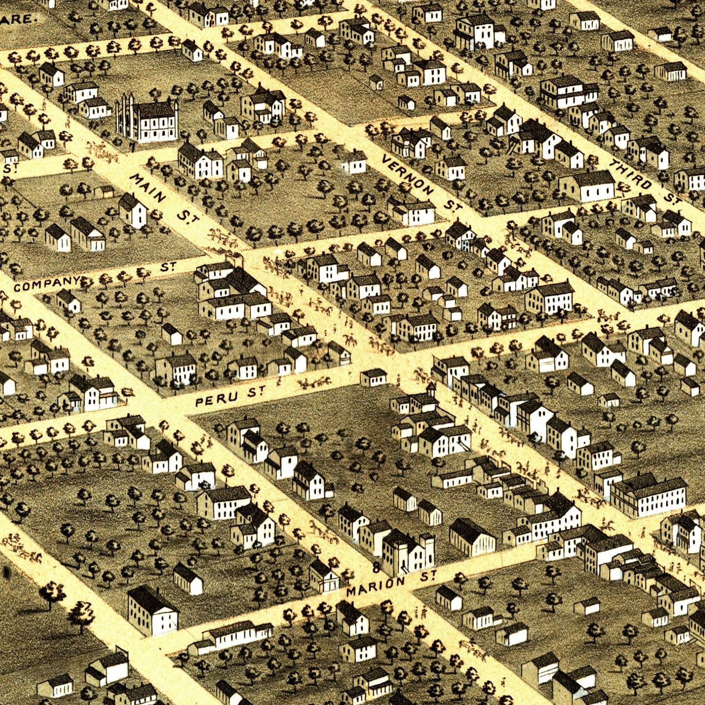 Vintage Map of Princeton, Illinois, 1870