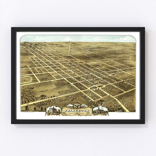 Vintage map of Princeton, Illinois, 1870