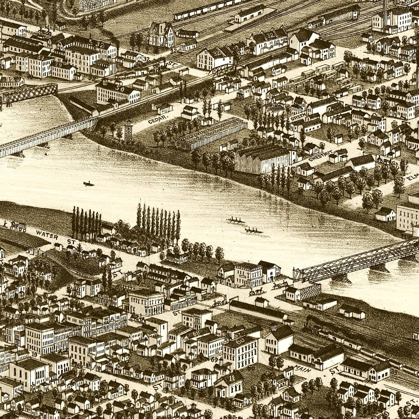 Vintage Map of Rockford, Illinois, 1880