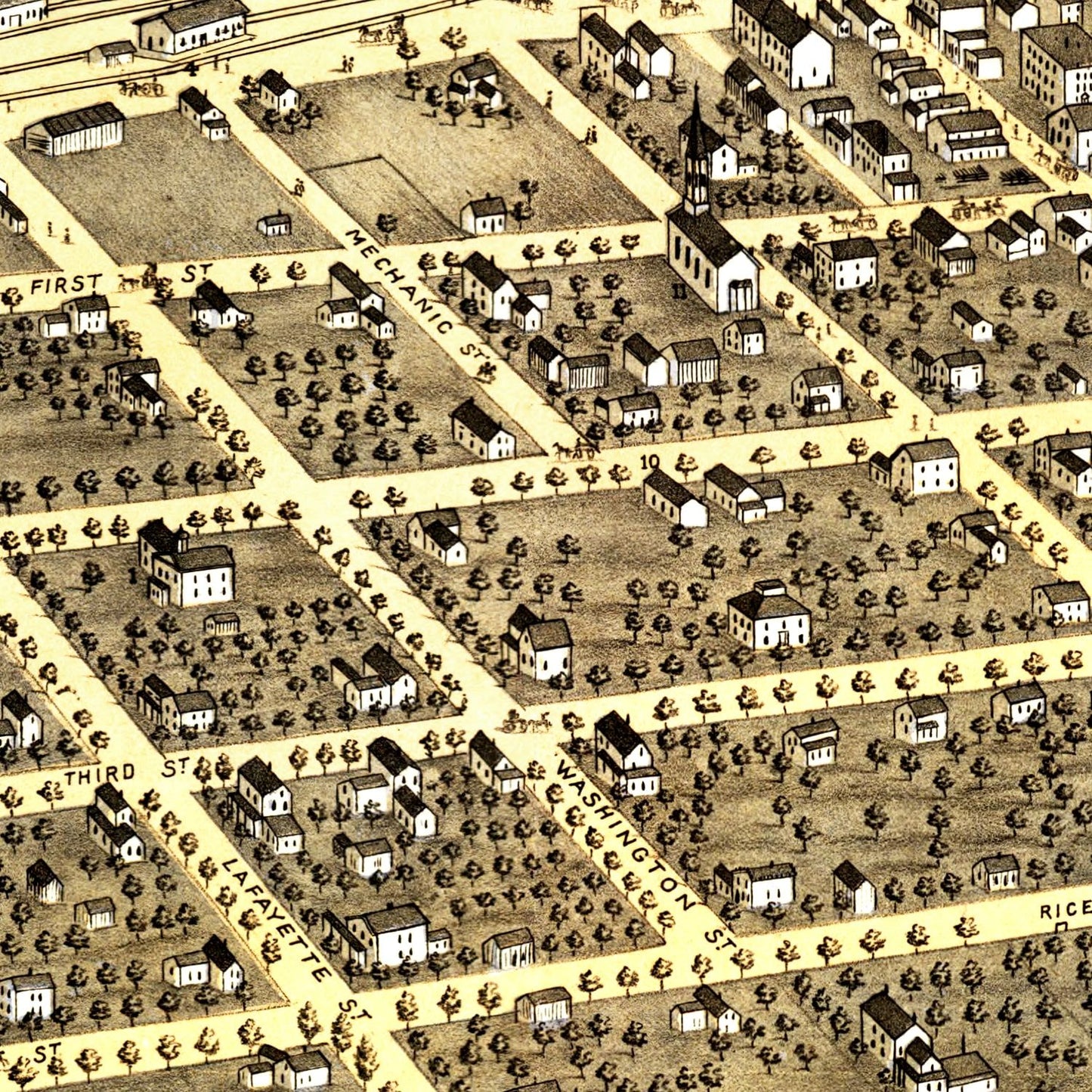 Vintage Map of Sandwich, Illinois, 1869