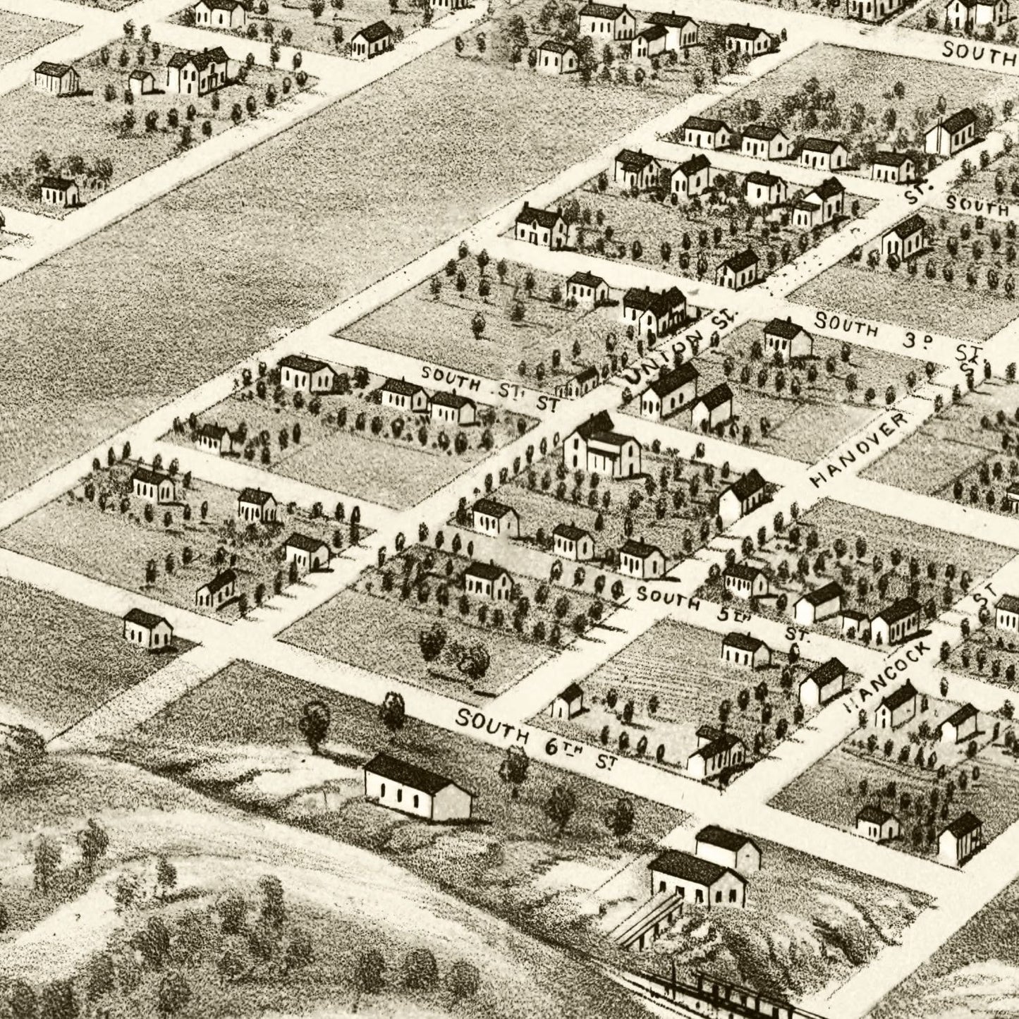 Vintage Map of Shelbyville, Illinois, 1869