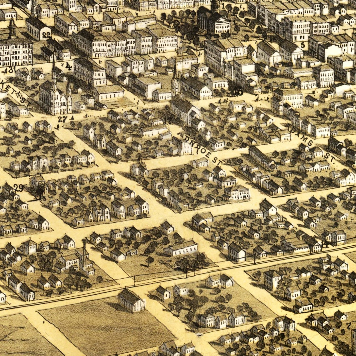 Vintage Map of Springfield, Illinois, 1867