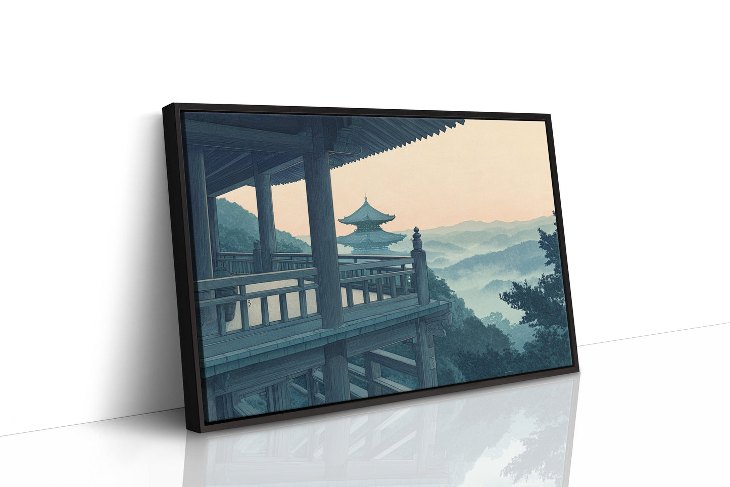 Japanese Temple Balcony Misty Mountain Wall Art Print