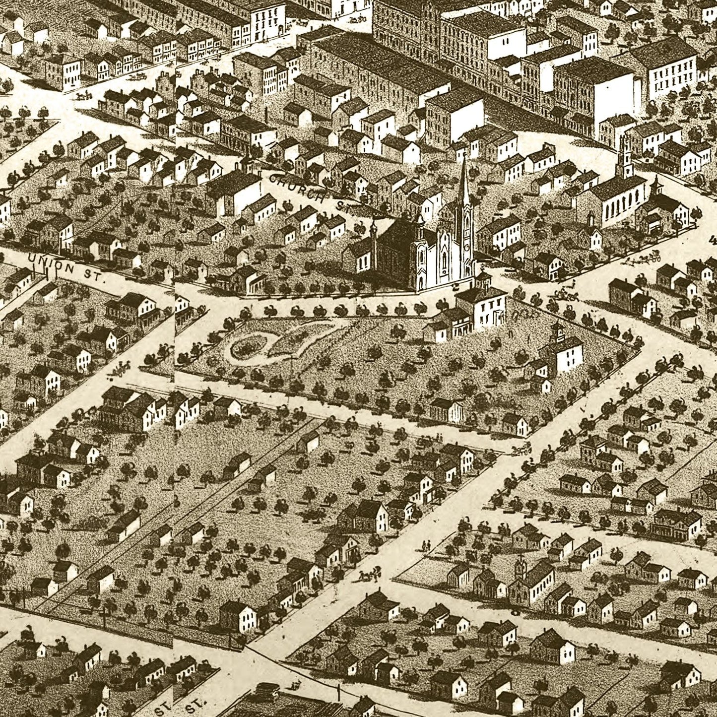 Vintage Map of Adrian, Michigan, 1866