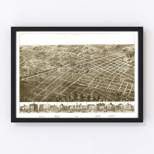 Vintage map of Adrian, Michigan, 1866 - restored print