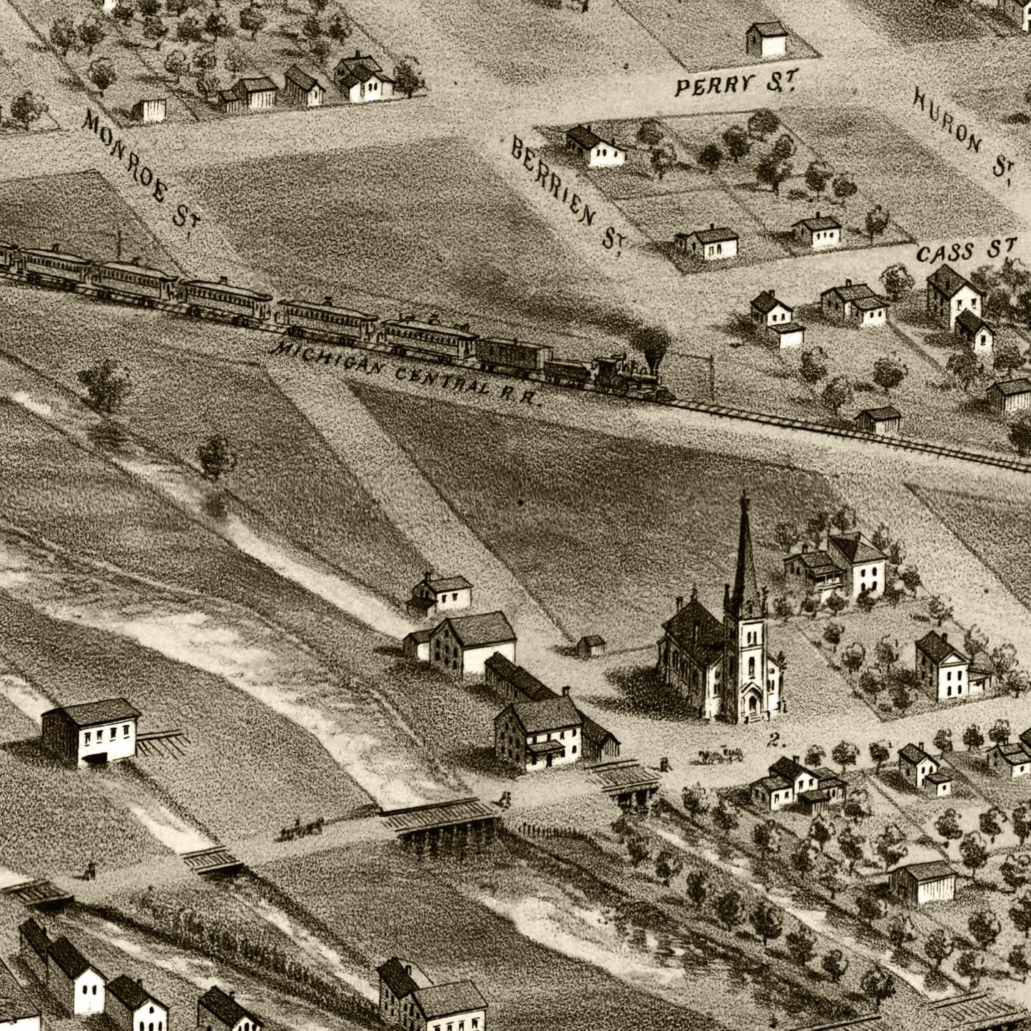 Vintage Map of Albion, Michigan, 1868