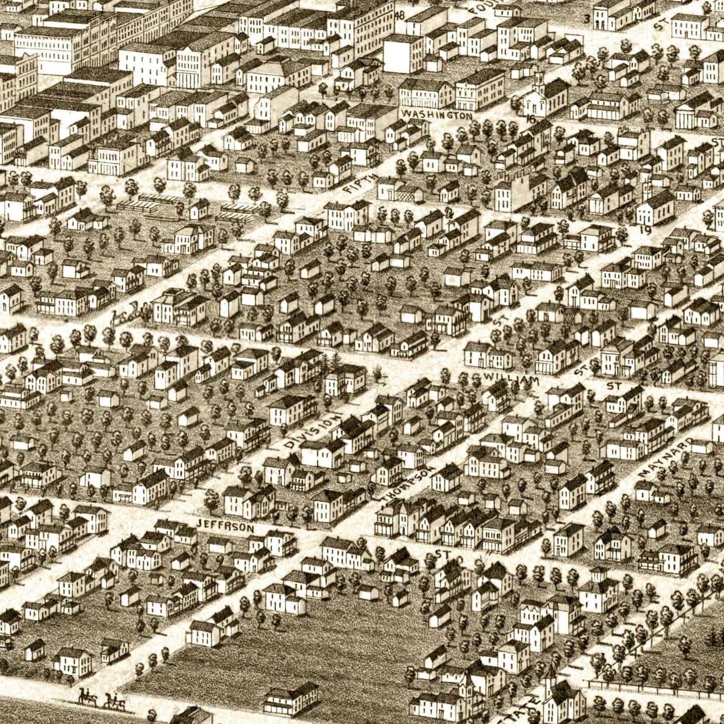 Vintage Map of Ann Arbor, Michigan, 1880