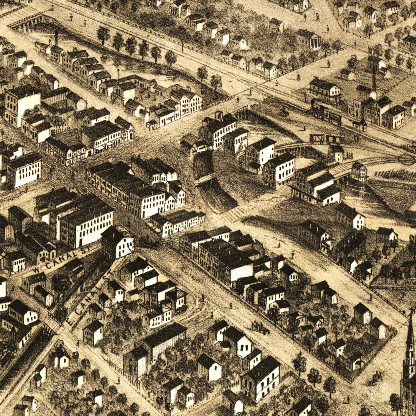 Vintage Map of Battle Creek, Michigan, 1870
