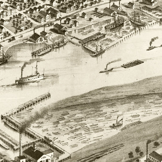 Vintage Map of Bay City, Michigan, 1867