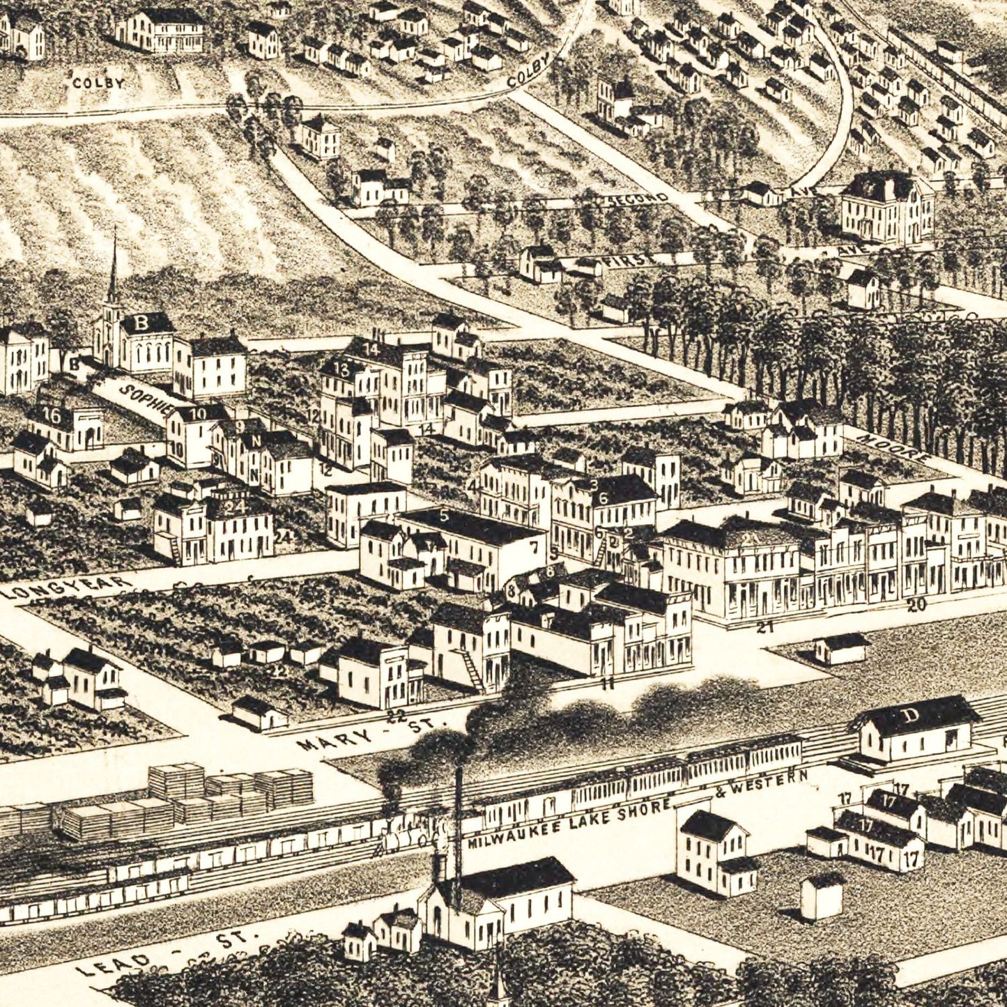 Vintage Map of Bessemer, Michigan, 1886