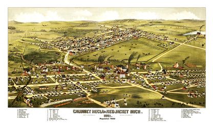 Vintage Map of Calumet, Hecla and Red Jacket, Michigan, 1881