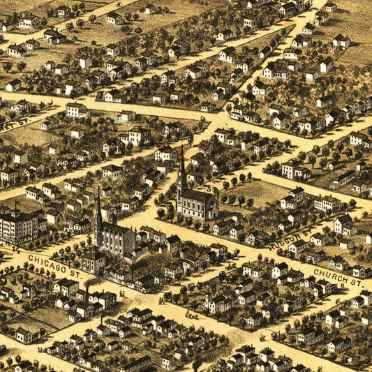 Vintage Map of Coldwater, Michigan, 1868