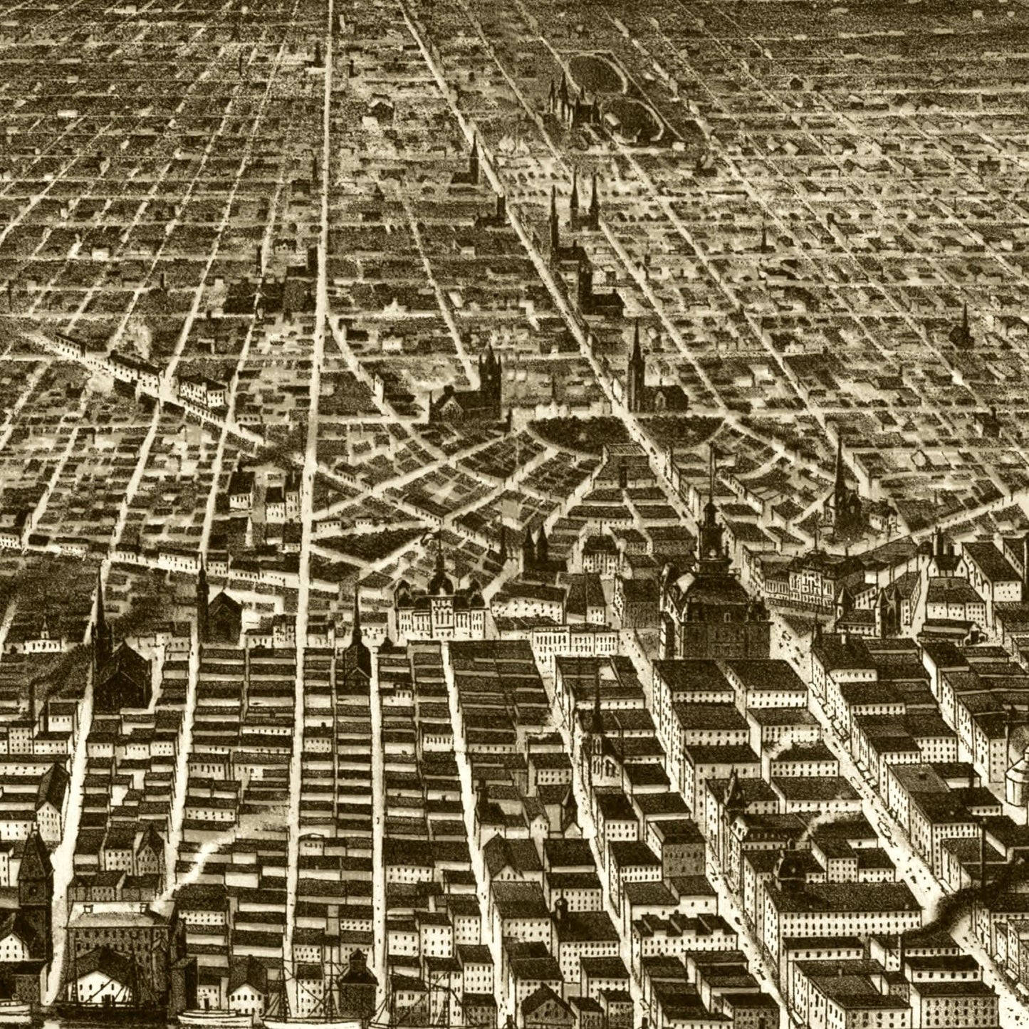 Vintage Map of Detroit, Michigan 1889