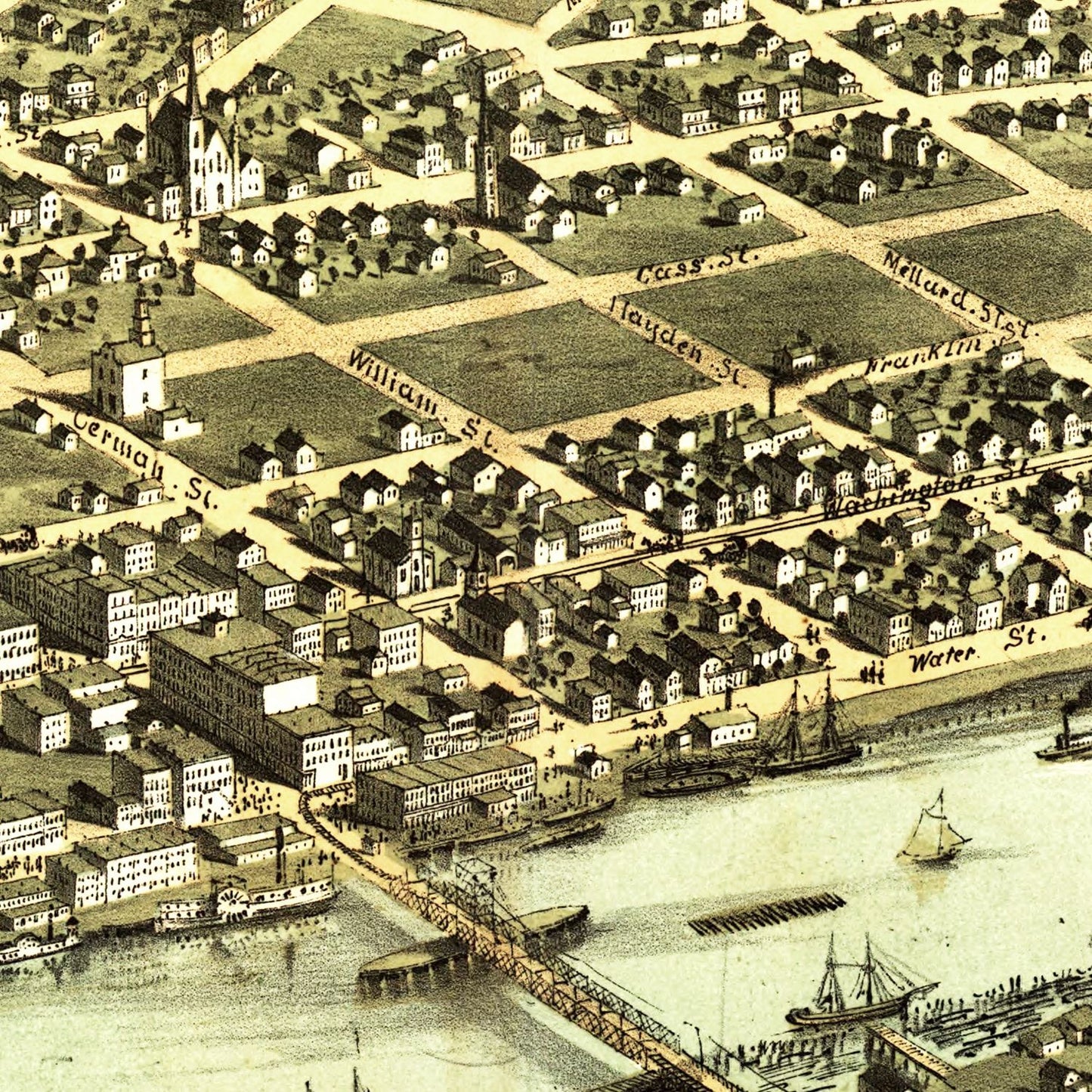 Vintage Map of Saginaw, Michigan, 1867