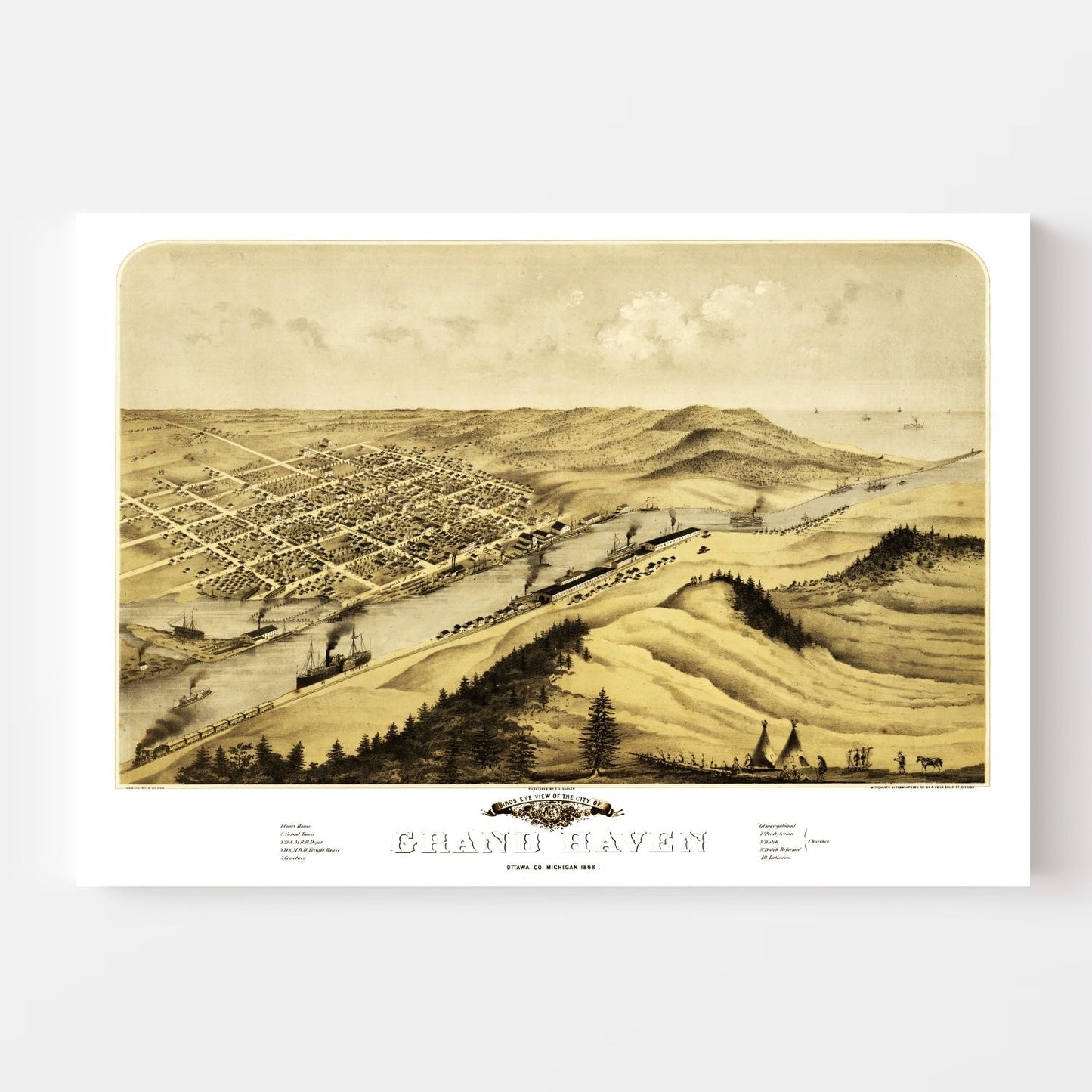 Vintage Map of Grand Haven, Michigan, 1868 (No. 2)