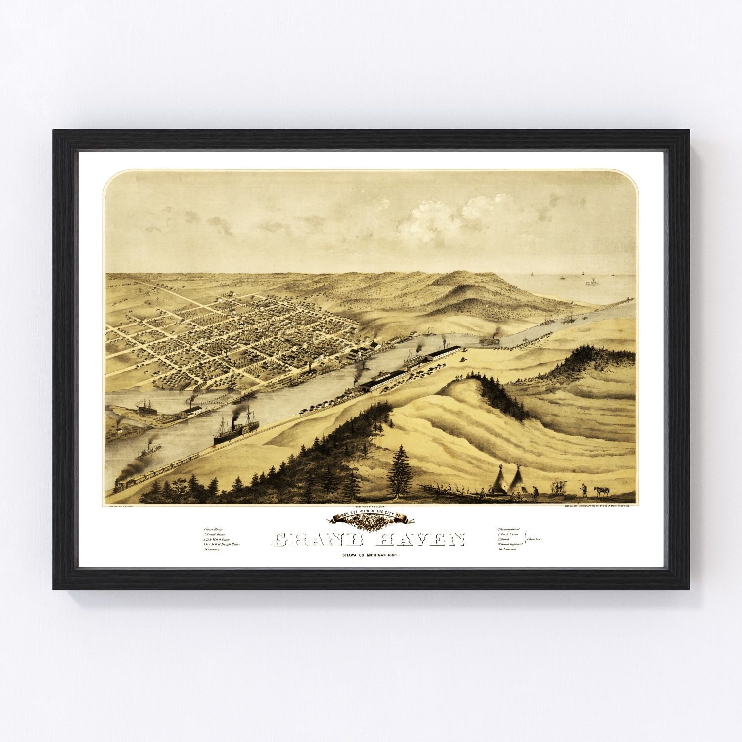 Vintage map of Grand Haven, Michigan, 1868