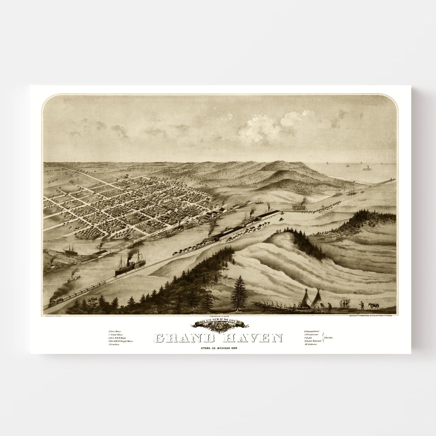 Vintage Map of Grand Haven, Michigan, 1868 (No. 3)