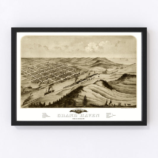Vintage map of Grand Haven, Michigan, 1868